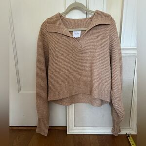 Lelis Collection heathered camel long sleeved rib knit sweater - S